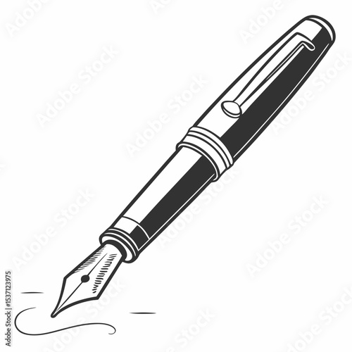 Elegant fountain pen writing instrument illustration