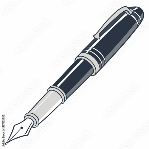 Professional isolated fountain pen illustration on white background