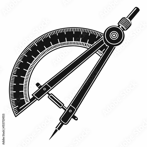 Professional protractor compass design element isolated