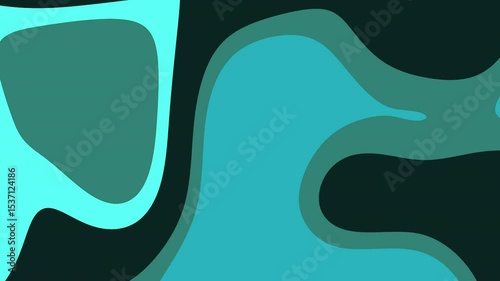 Abstract Fluid Shapes Animation Background in Turquoise and Green Tones Seamless Loop
