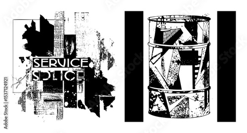 Vector Abstract signage and cylindrical container vector .