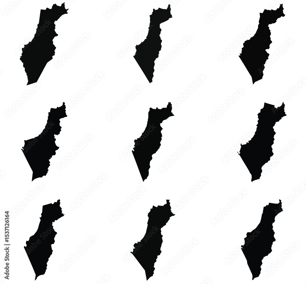 Fototapeta premium Palestine map black silhouette vector style with white background