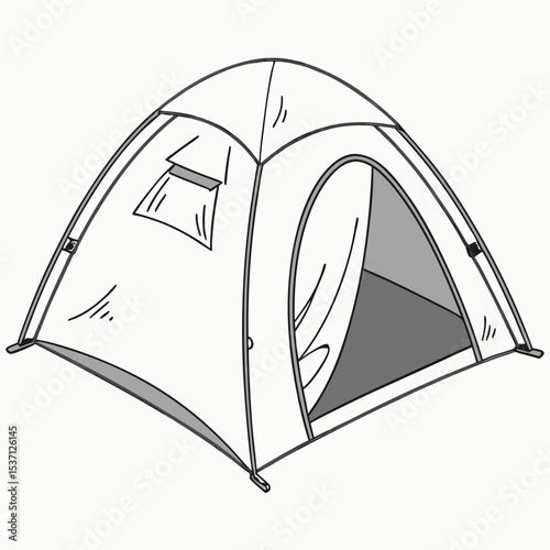 Simple dome tent camping outdoor adventure illustration
