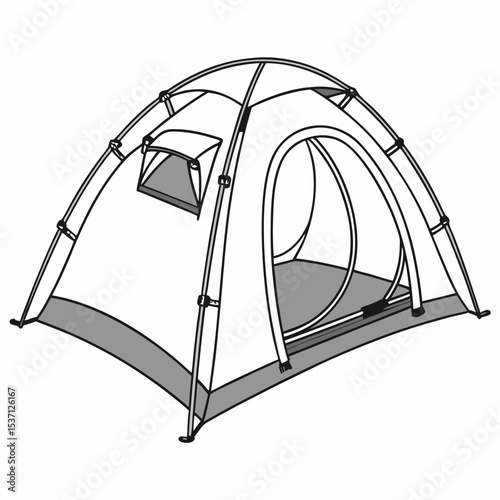 Professional dome tent illustration isolated on white