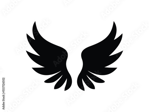 Elegant Wing Silhouette Icon for Tattoo or Logo