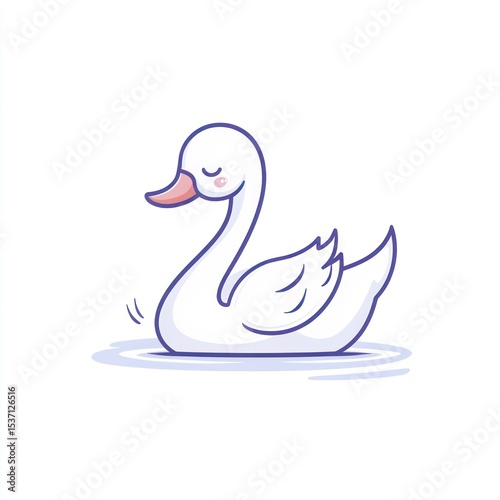 Fototapeta Naklejka Na Ścianę i Meble -  Cute cartoon swan on water