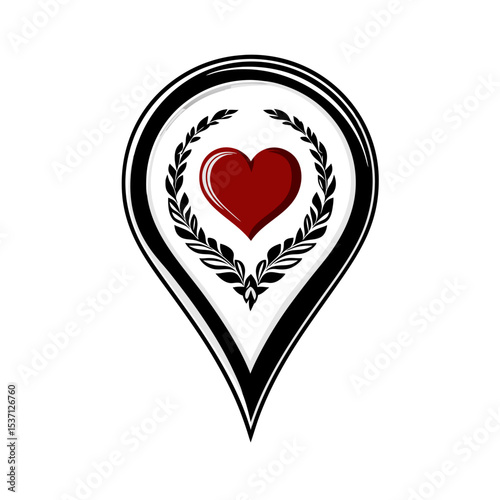 Heart shaped location marker symbol stock vector