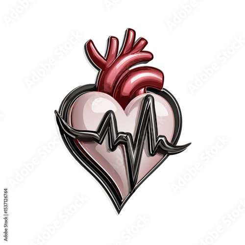 Heart with pulse line health icon stock vector