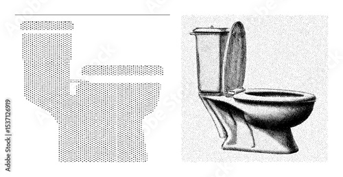 Vector Detailed of a classic toilet with side view schematic.