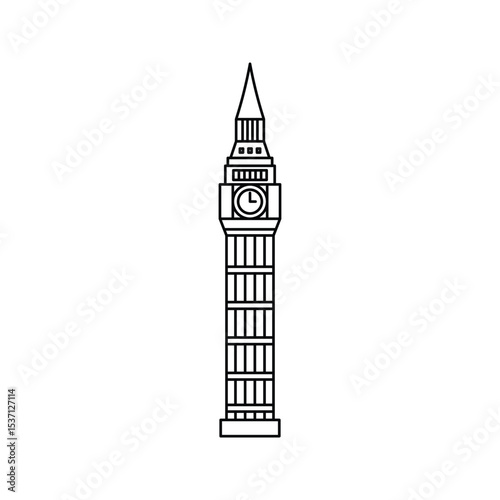 Big Ben, London Landmark, Clock Tower, British Monument, Westminster Clock, Historic Landmark Vector Illustration Icon Design.