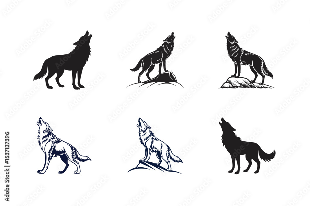 Obraz premium howling lion head vector art silhouette