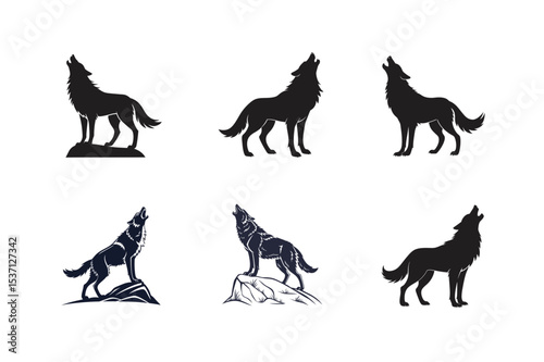 howling lion head vector art silhouette