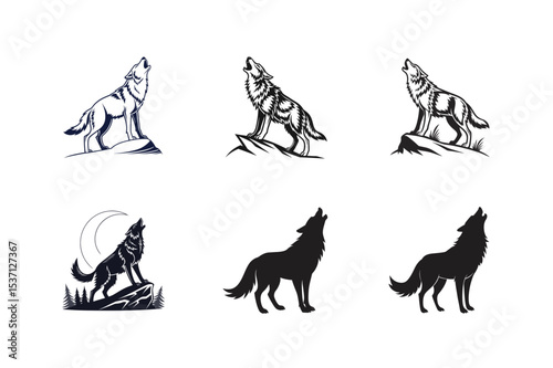 howling lion head vector art silhouette