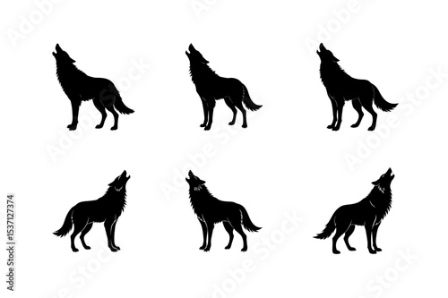howling lion head vector art silhouette