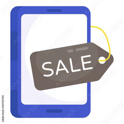 Smartphone displaying a sale tag, suggesting online shopping promotions.
