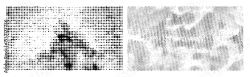 Vector Abstract portrait composed of scattered dots and angled lines.