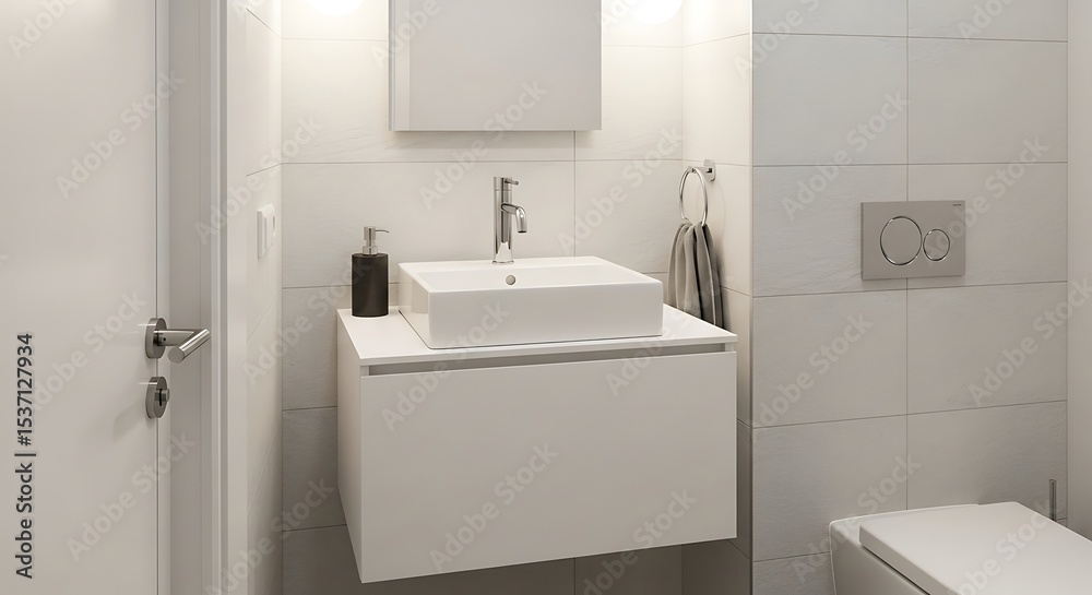 custom made wallpaper toronto digitalModern minimalist bathroom interior design with white tiles and sleek fixtures showcases simplicity