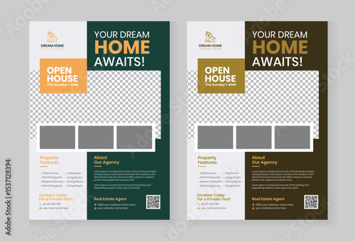 Real Estate Flyer Template for Home Sale Promotion leaflet