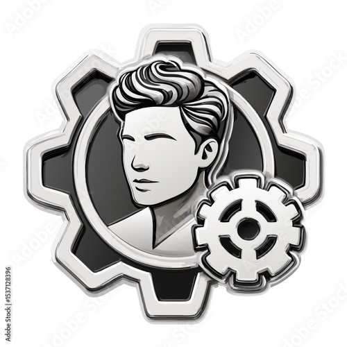 Flat user avatar with settings gear stock vector