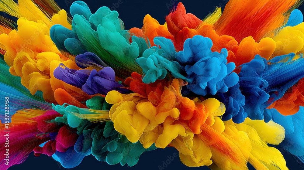 Obraz premium Colorful currents blend in vibrant abstraction creating a mesmerizing visual symphony of shapes and hues