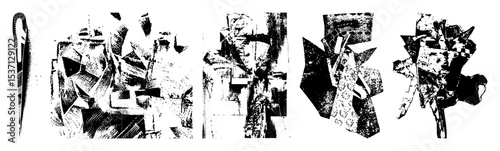 Vector Abstract figures and geometric shapes create a dynamic fragmented composition.