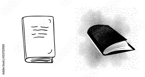 Vector Illustrative books with distinct styles showcase reading and knowledge.