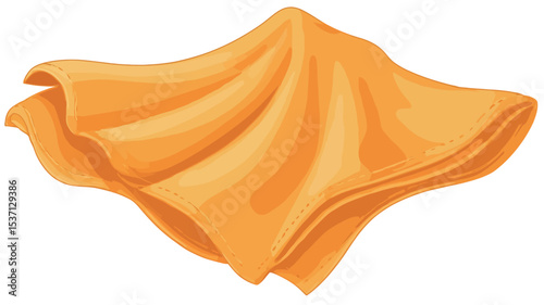 Digital illustration of an abstract orange fabric drape. The fabric is depicted with soft folds and wrinkles, creating a sense of movement and texture. The color is a consistent, solid orange