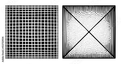 Vector Geometric showcase contrasting square and diagonal designs.
