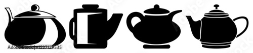 Vector Elegant teapots collection a black vector .
