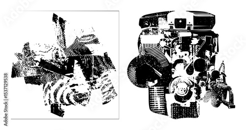 Vector Detailed engine components showcases mechanical systems.