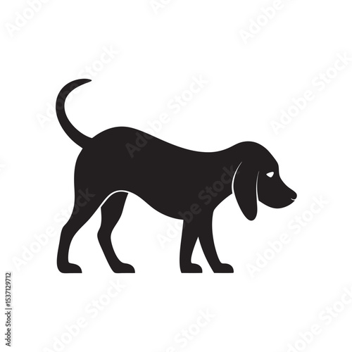 Beagle Sniffing Dog Silhouette Vector