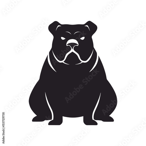 Bulldog Sitting Dog Silhouette Vector