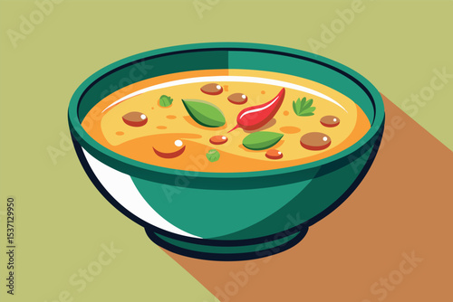 Delicious lentil curry served in a colorful bowl with herbs and spices, inviting and warm meal idea for dinner or lunch