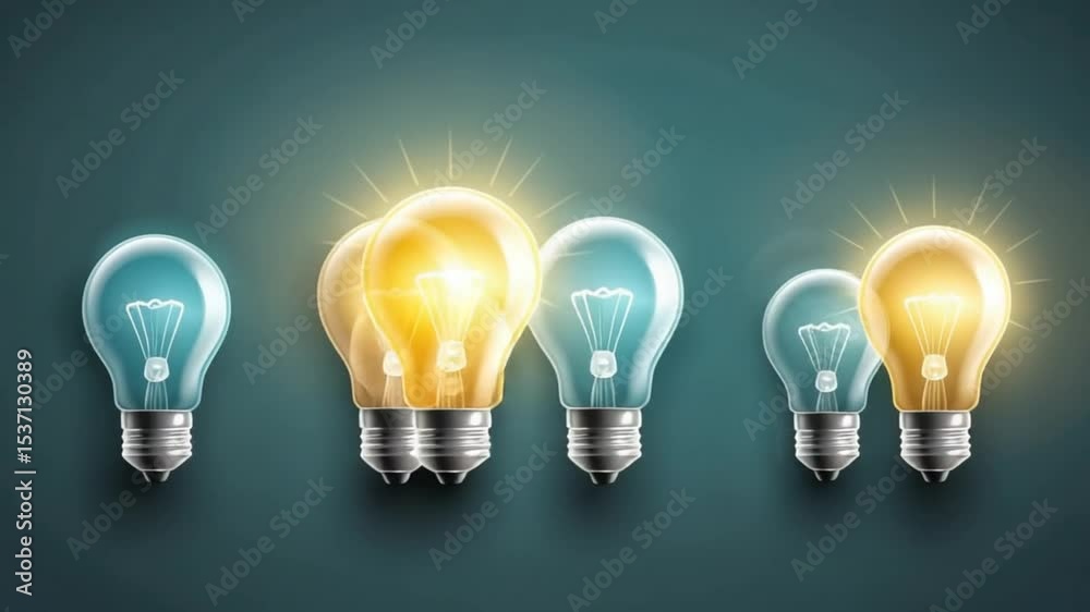 Creative Ideas and Innovation: A Collection of Glowing Light Bulbs Illustrations Creative Ideas and Innovation: A Collection of Glowing Light Bulbs Illustrations