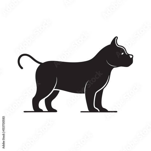 Playful Bulldog Standing Dog Silhouette Vector