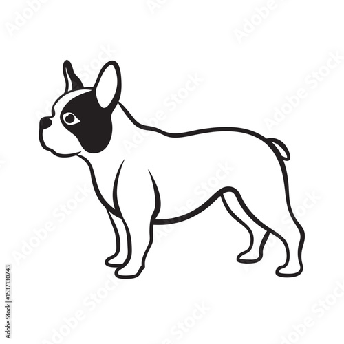 Playful French Bulldog Dog Silhouette Vector