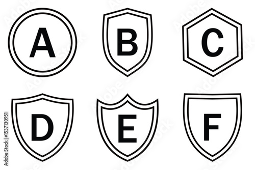 Alphabet Shield Emblem Set – Letter-Based Security Badge Icon Collection