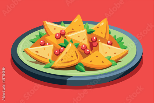 Delicious nachos topped with fresh ingredients on a vibrant plate