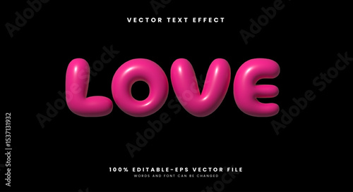 Love inflated Style 3d editable text effect Template