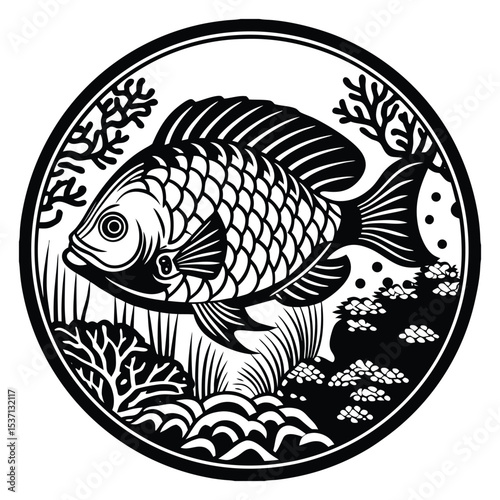Trophy of a freshwater perch fish with realistic scales and water details ideal for fishing themes isolated on transparent background, png