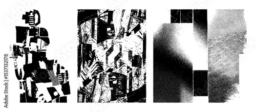 Vector Abstract geometric blocks create a dynamic fragmented composition.