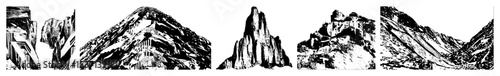 Vector Dramatic mountain peaks showcases jagged abstract formations.