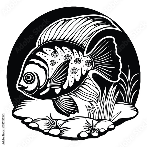 Trophy of a freshwater perch fish with realistic scales and water details ideal for fishing themes isolated on transparent background, png