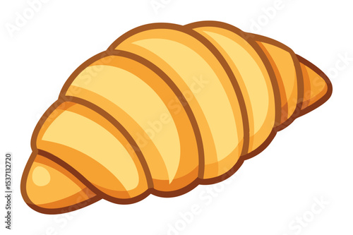 Golden croissant with flaky layers resting on a white background perfect for breakfast or bakery displays