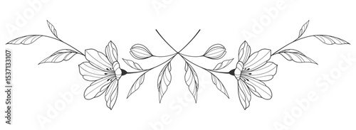 Minimalist Floral Line Art, Hand Drawn Single Flower Illustration