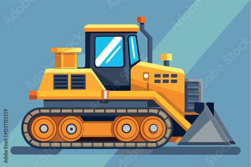 Bulldozer operated at construction site under clear sky
