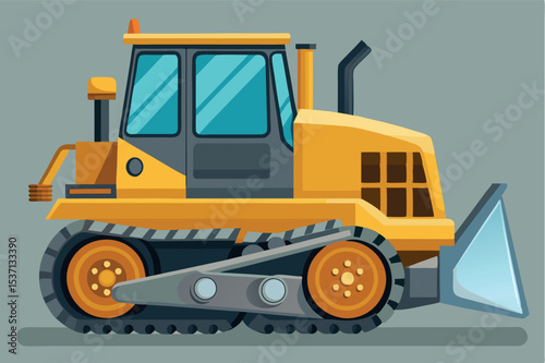 Construction vehicle operates on a job site during daylight hours