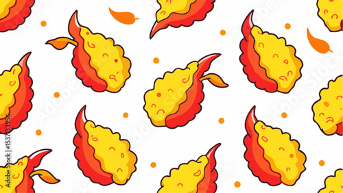 Cartoon Tempura Seamless Pattern for Food Packaging and Restaurant Branding