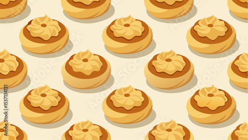 Delightful Cartoon Style Cinnamon Rolls Pattern for Backgrounds and More