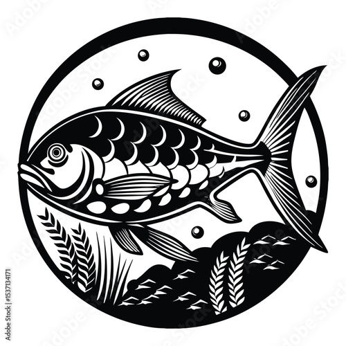Fishing trophy isolated on transparent or white background